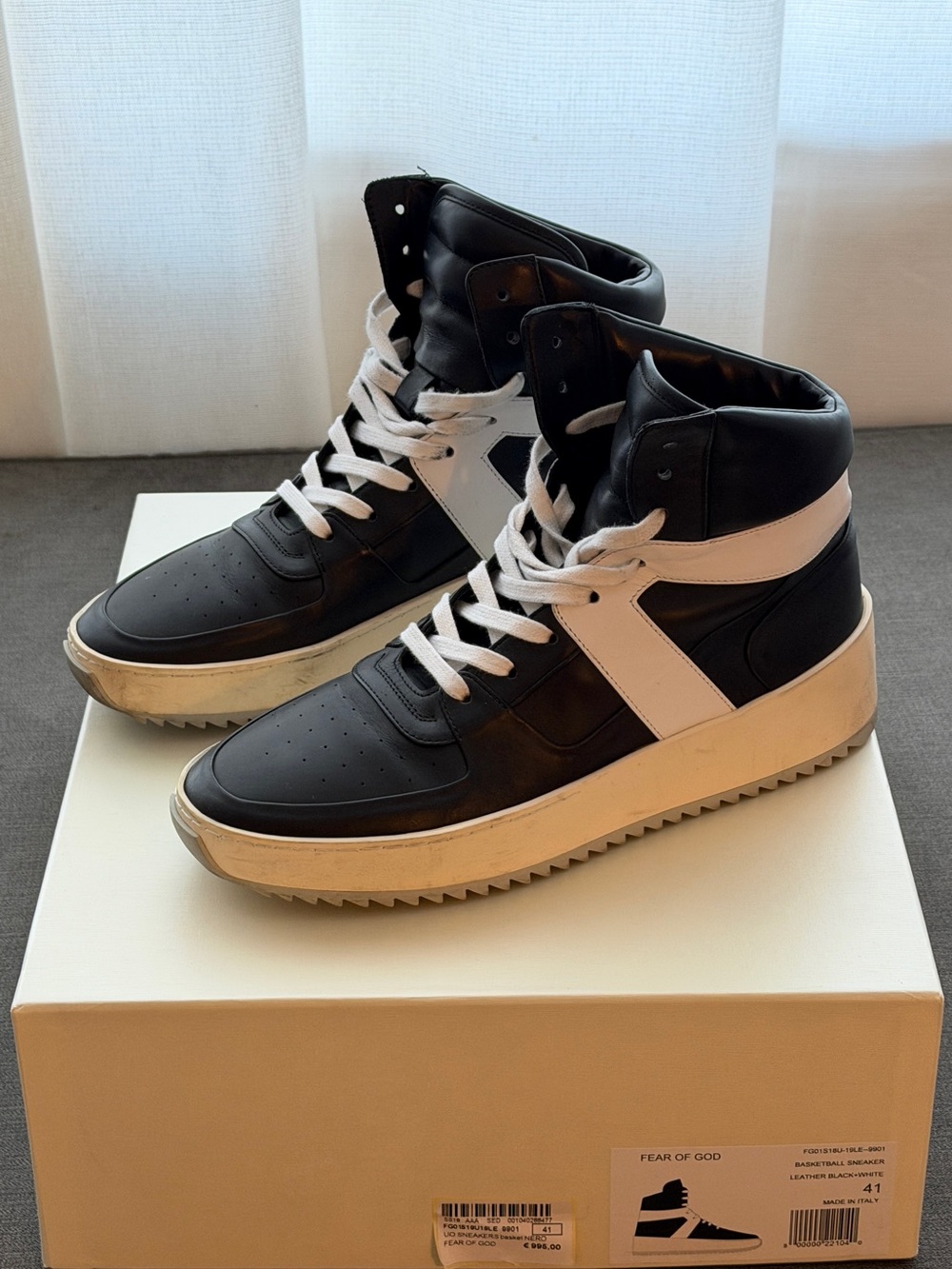 Fear of God Black and White High-Top Sneakers